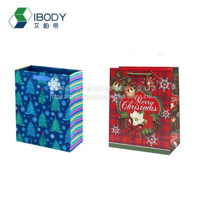 128g Copperplate Paper Bag Custom Christmas Logo Printing Embossed Film Coated Shopping Bag photo-3