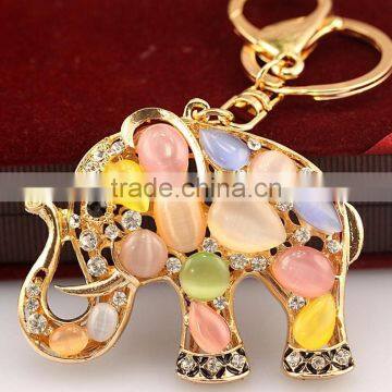 Lovely shinning cute elephant Key chain ring for women llavero para Mujer animal Car and bag accessoy