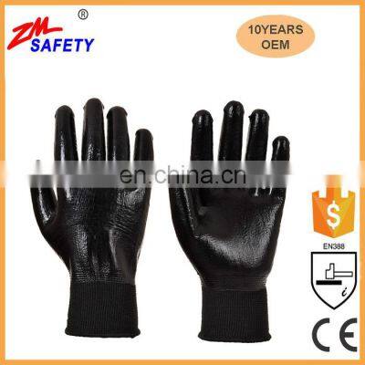 100% Waterproof Black Nitrile Gloves Work Safety Double Rubber Coated Fully Latex Dip Winter Fleece Lined Outdoor Custom Logo photo-3