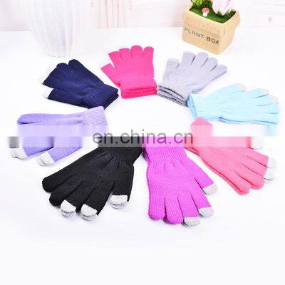 Customized Your Own Logo Colorful Winter Touch Screen Gloves Warm Stretch Knit Gloves for Men and Women