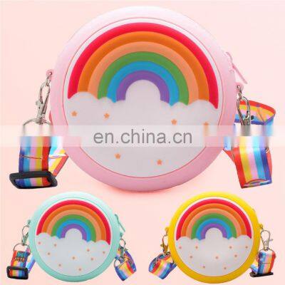 2021 Girls Gift Silicone, Coin Purse Donut Little Girl Small Crossbody Kid Wallet Kids Rainbow Bag/