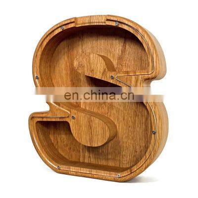 Personalized wooden letter piggy bank English letter wood money alphabet Bank wooden letter custom piggy bank