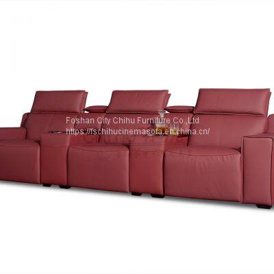 Modern style top grain Napa leather reclining comfortable living room furniture power theater sofa