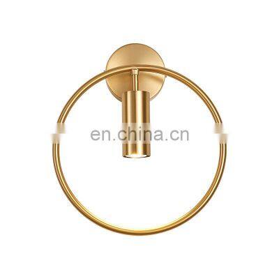 Wholesale Nordic Style Wall Lamp Electroplated Golden Color Metal Wall Light Hotel Bedroom Bedside Sconce