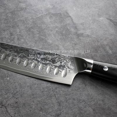 Santoku Chefs Knife 7 Inch VG10 67 Layer Damascus Steel Kitchen Chef With G10 Handle Knives Cleaver Meat Slicing Knife photo-2