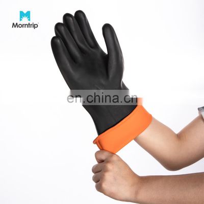 Wholesale Black Orange Industrial Latex Gloves Anti Slip Latex Chemical Resistant Rubber Gloves for Industry Use