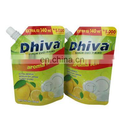 Laminated Liquid Doypack Stand up Dishwasher Detergent Spout Pouch Laundry Powder Fabric Cleaner Packaging Suction Nozzle Bag photo-2
