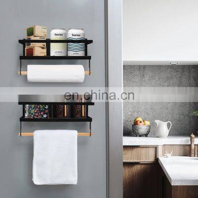Kitchen Space Saver Side Shelf Fridge Refrigerator Foldable Magnetic Shelf Spice Rack Storage Organizer With Towel Holder Roll photo-5