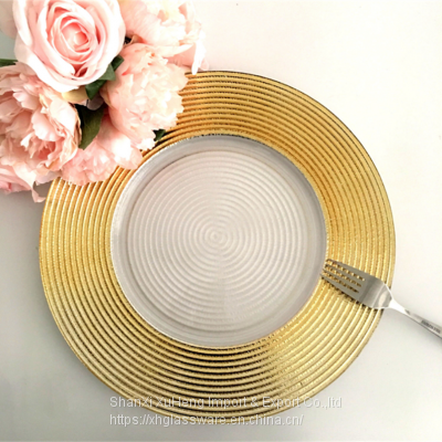 Cheap Vintage Glass Gold Silver Rimmed Wedding Under Plate Charger Wholesale