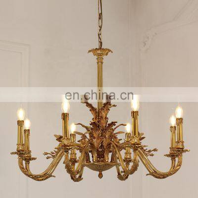 French Vintage Candle Living Room Home Decor Modern Led Brass Gold Chandelier Light photo-2