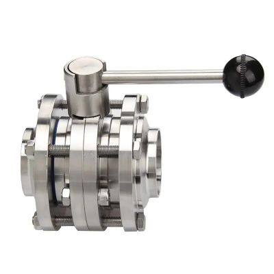 Food Grade Sanitary Stainless Steel 304/316 Butterfly Valve Three-Piece Butt Welding Design for Water Applications photo-2