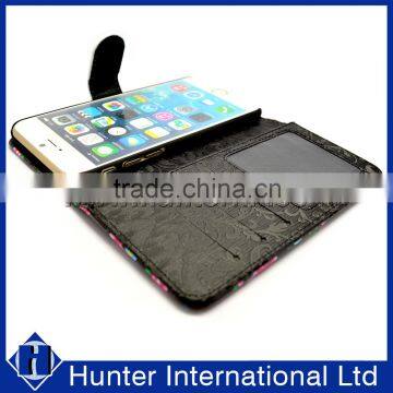 Hot Sale Black Flower Wallet Case For IPhone 6S photo-2