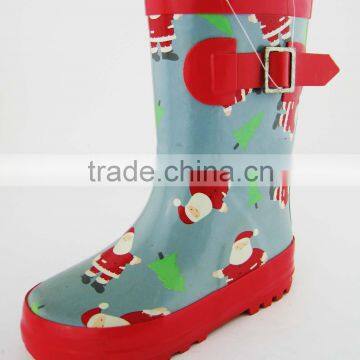 Santa Claus print children rain rubber boots