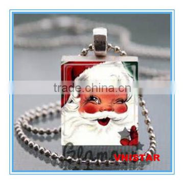 Vnistar wholesale cubic shaped Christmas jewelry Santa Claus pendent necklace for gift VN0010