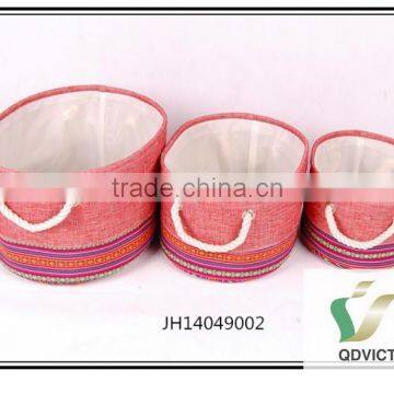 fake jute polyester storage baskets with rope handles