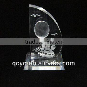 China hot sale sail shape acrylic cube awards