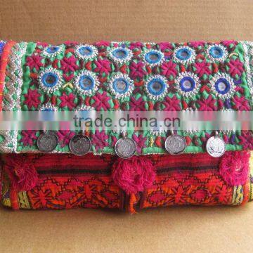 Bohemian Vintage clutch Banjara Bag Tribal Ethnic Gypsy clutch Hippie Boho multi color embroidery purse