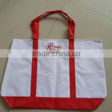 2016 latest hot selling factory directly canvas tote bag with outside pockets