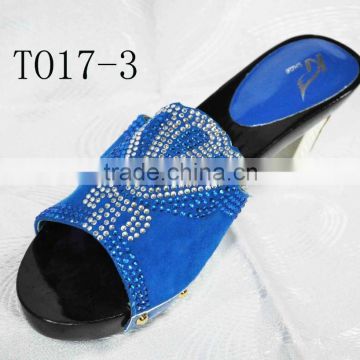 T017-3 blue beads woman sandal shoes 2015