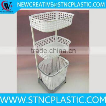 3 tier laundry cabinet white wicker laundry basket bathroom shampoo rack