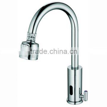 Luxury Brass Automatic Kitchen Faucet, Hot & Cold Water Mixer, Chrome Finishing and Deck Mounted