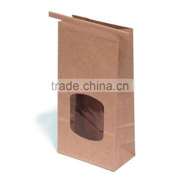 Brown kraft tin tie bag with window