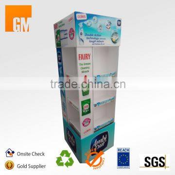 Cardboard Floor Display Shelf For Laundry Detergent Promotion