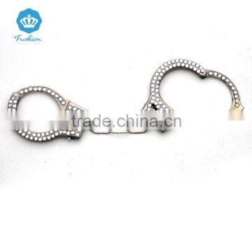 cheapest wholesale unique charm silver alloy stainless stell handcuffs bracelet with crystal