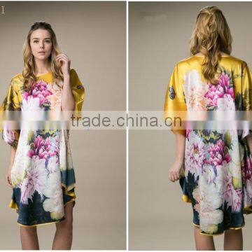 beach 100%satin silk women popular one size kaftan dress