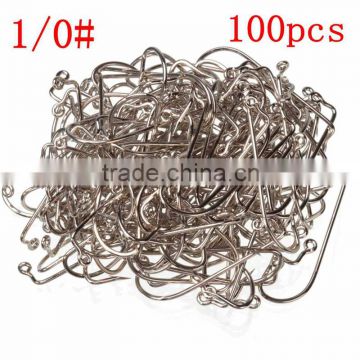 Lowest Price Fishing Tools Lot 100PCS Jig Hook Jig Big Stainless Steel Fishing Hooks White Color Fish Hook Size 1/0