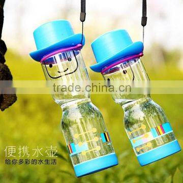 New Fashion Small Person Face Portable Clear Sport Plastic Water Cup