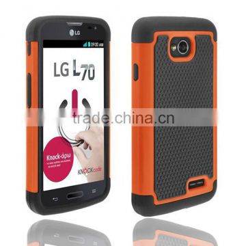 Rugged protective hybrid rubber skin cover for LG L70 hard shell