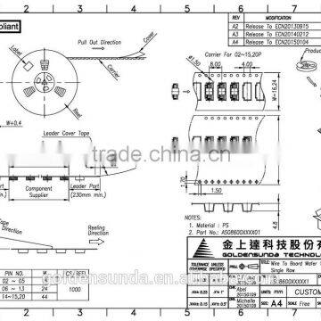 1.0mm Pitch 4-pin PCB Wire to Board SMT 180 Connector