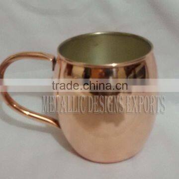 100% Copper Moscow Mule Mug with inside Silver Coating