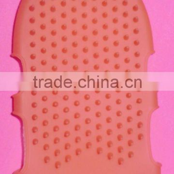 soft red silicone massage bathing brush gloves