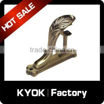 KYOK wrought iron material strong 16mm curtain rod brackets,0.5/0.6mm stainless steel/iron double curtain rod bracket