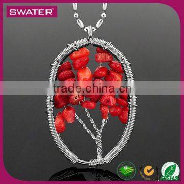 Online Shopping Fashion Women Red Coral Leaf Big Necklace