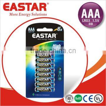 High quality 1.5v Alkaline Zn/Mno2 Battery LR03 aaa battery alkaline