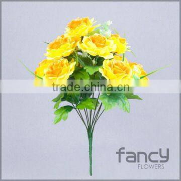 2013 new arrival 12 heads artificial yellow rose flowers