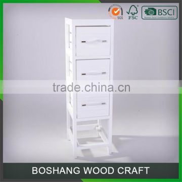 White 3 drawers furniture samll wooden cabinet