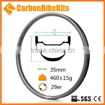 CarbonBikeKits tubuless 29er 25mm deep 35mm wide mtb bicycle carbon rims 29er with bead hook S-AM29-35