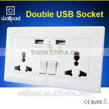 New Design Wallpad 110~250V Electric Double Multi Universal Socket Usb to Wall Charger 1100ma USB Power Wall Light Socket eu uk                        
                                                Quality Choice