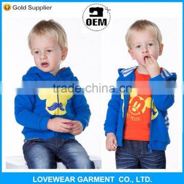 Hot sales High quality kids healthy plain cotton fleece zipper hoodie for children