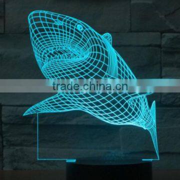 239-Shark Fish Living Shape 3d Optical Illusion Led Lamp Colorful Night Light Decor Desk Lamp Touching For Button