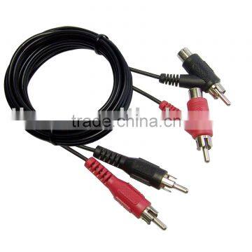 Audio Cable,2RCA Plugs to 2RCA Piggybacks