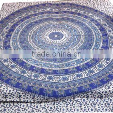 RTBS-3 Mandala Work Traditional Indian Elephant Printed Double Bedsheet Printed Cotton Home Decorative Bed Spread