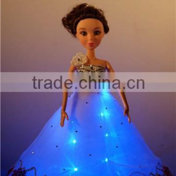 White Long Ballroom Dress with Flower Decorations / Flashing Light Clothes