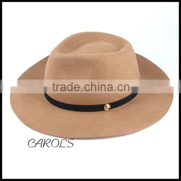 Unisex Wool Felt Hat With Black Ribbon Black Outdoor Trilby Hat for Wholesale photo-2
