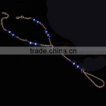 European and American Hot Selling Blue Crystal Bead Barefoot Anklets photo-2