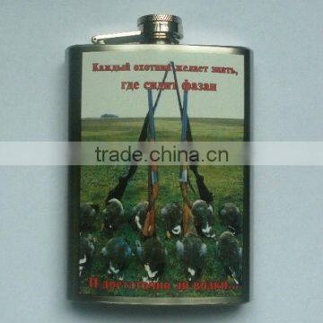 9oz hip flask with water-tranfer day day flask